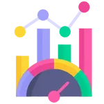 Icono de resultados medibles para servicios de SEO, SEM, diseño web y marketing digital